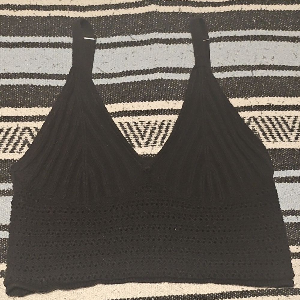 Black Crochet Women Top